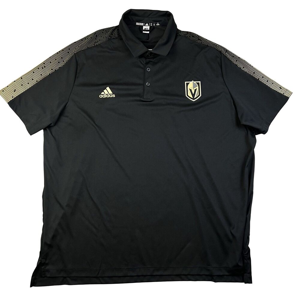 adidas Vegas Golden Knights Polo Shirt 4XL Black Gold NHL Parley Ocean Plastic
